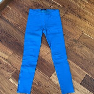 J Brand Leather Vibrant Blue Skinny Jeans